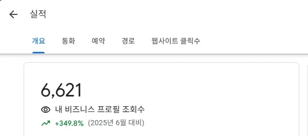 피부과 사례 구글 프로필 조회수 6,621회, 전년 동월 대비 349.8% 증가